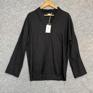Kidoriman Shinu Drop V Shirt Adult XL Linen Blend V Neck Black Japanese NEW